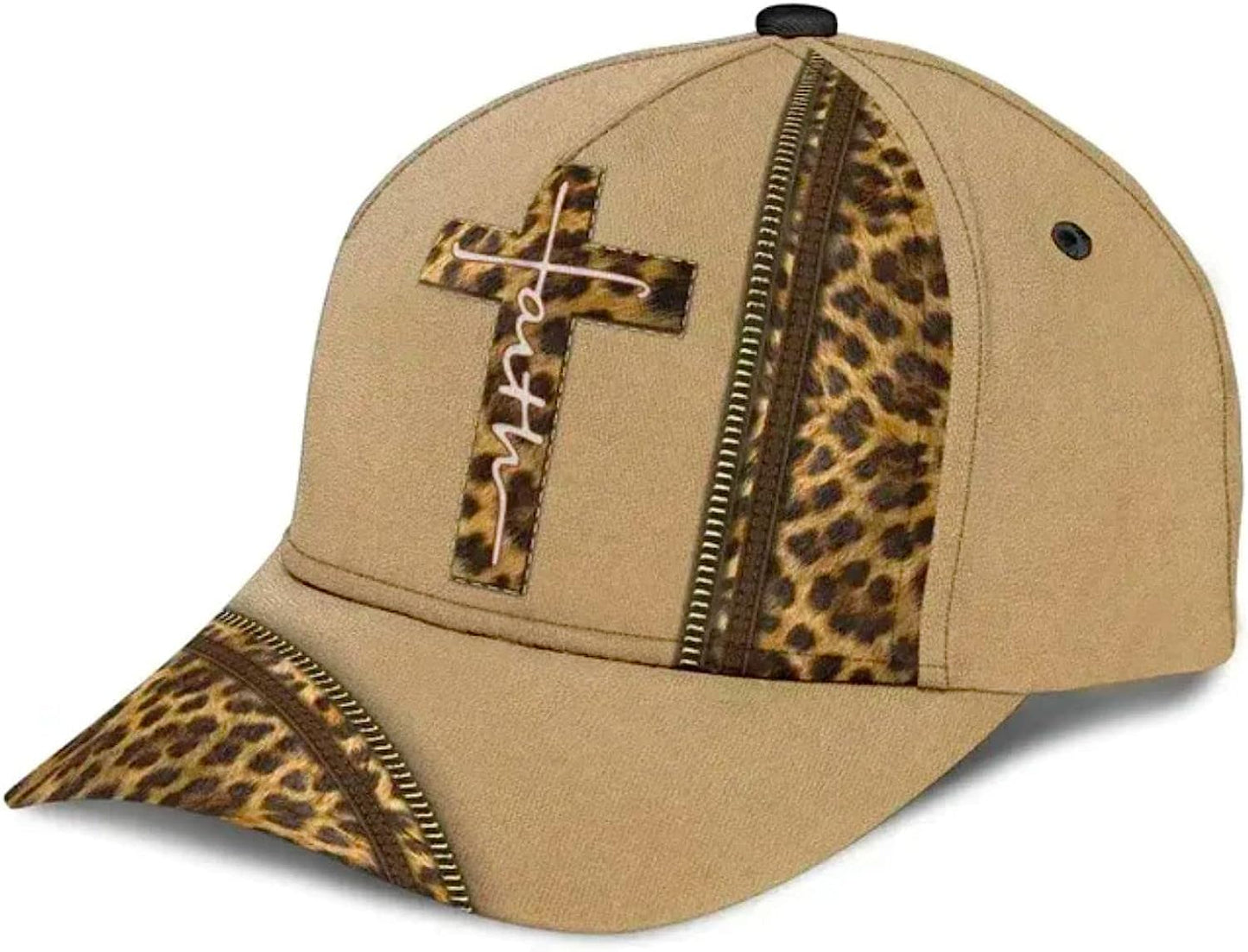 Leopard Faith Jesus Cross All Over Print Baseball Cap - Christian Hats For Men Women