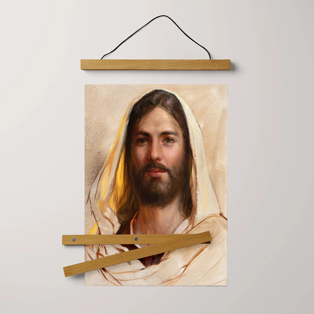 Let Not Your Hearts Be Troubled Hanging Canvas Wall Art - Jesus Picture - Jesus Portrait Canvas - Religious Canvas