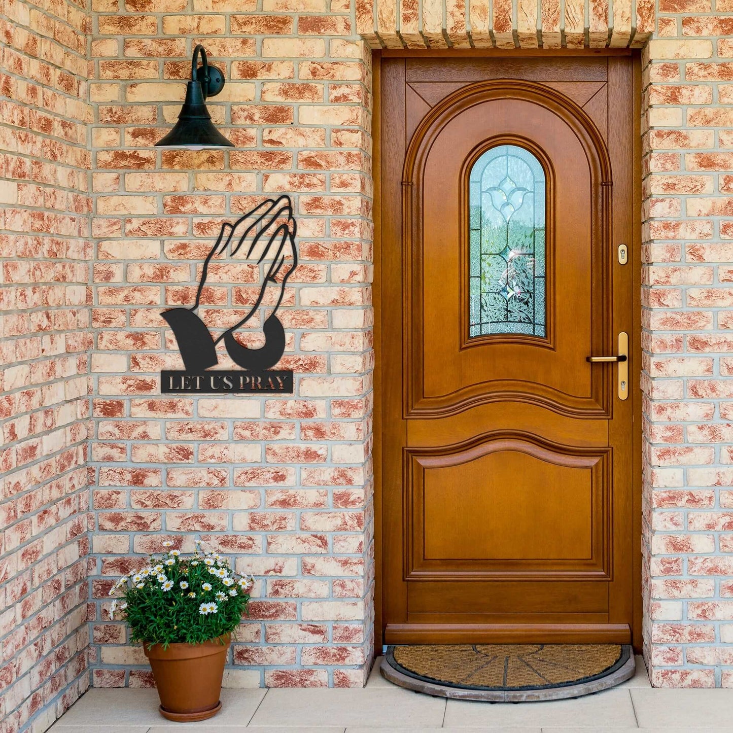 Let Us Pray Metal Sign - Christian Metal Wall Art - Religious Metal Wall Decor
