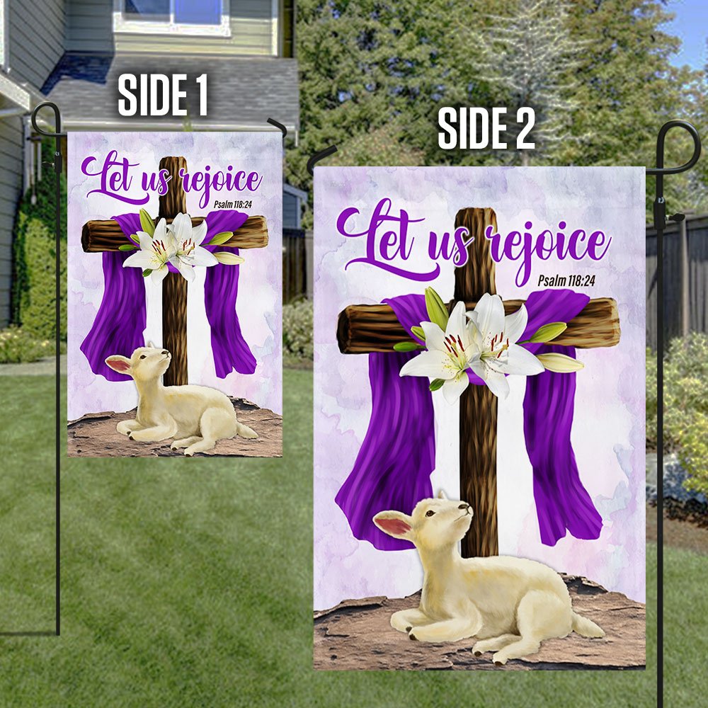 Let Us Rejoice Lamb Easter Lily Flag - Easter House Flag - Outdoor Easter Flag