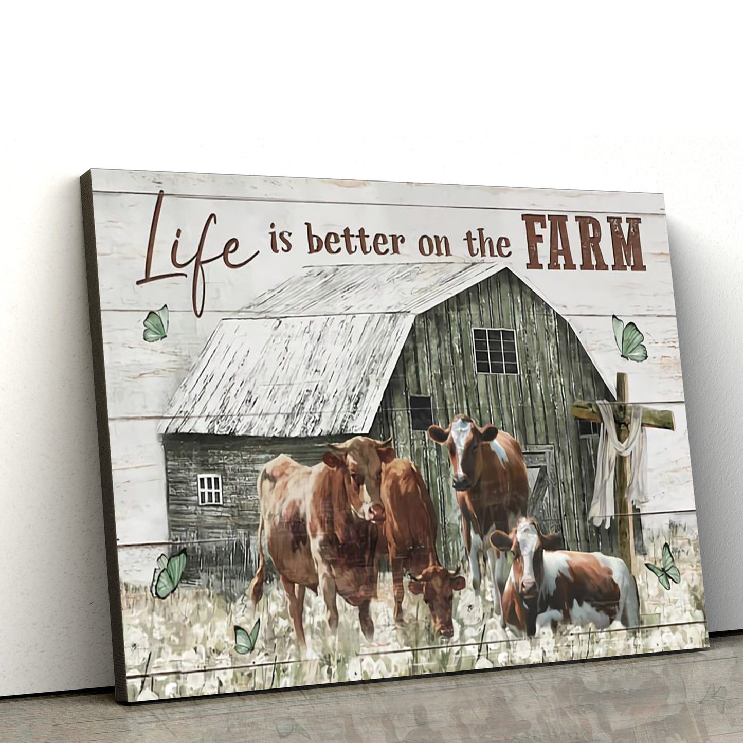 Life Is Better On The Farm Canvas Wall Art - Christian Canvas Wall Decor - Bible Verse Wall Art Canvas - Farmer Gift
