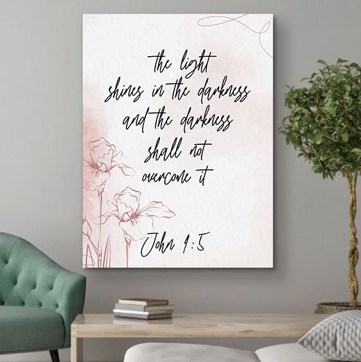 Light Shines In Darkness Canvas - Religious Canvas Art - Christian Canvas Wall Art - Ciaocustom
