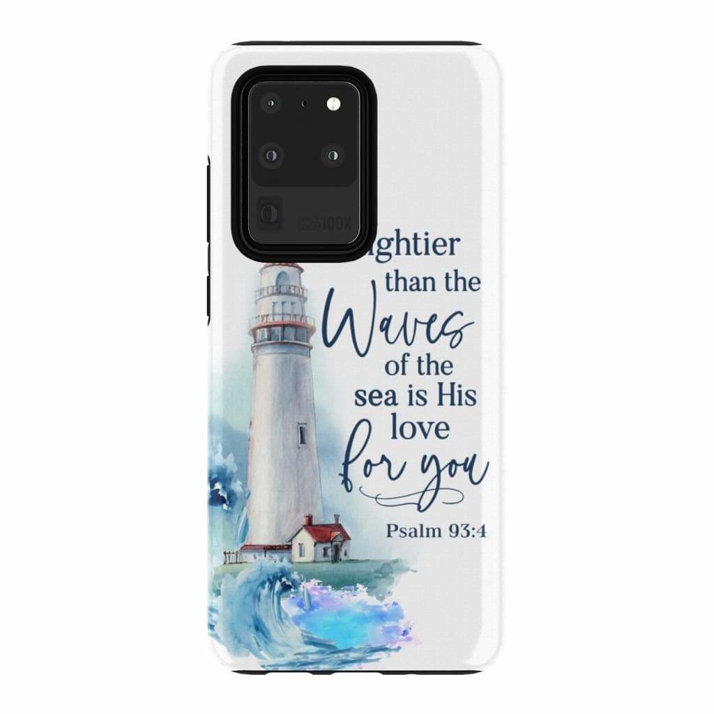 Lighthouse - Mightier Than The Waves Of The Sea Psalm 934 Bible Verse Phone Case - Inspirational Bible Scripture iPhone Cases
