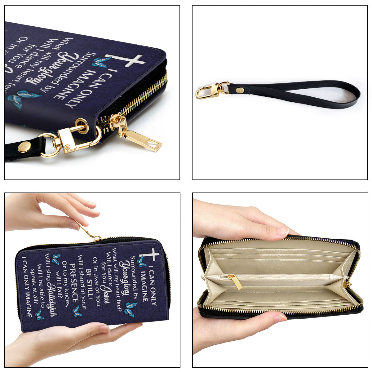 Lion And Butterfly I Can Only Imagine Spiritual Gifts For Women Clutch Purse For Women - Personalized Name - Christian Gifts For Women