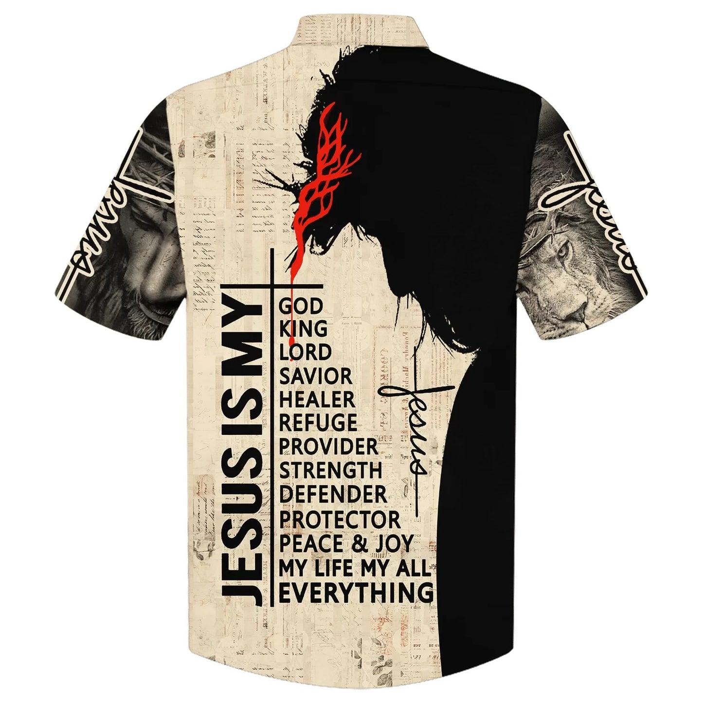 Lion And Jesus Hawaiian Shirt - Best Hawaiian Shirts - Christian Hawaiian Shirt