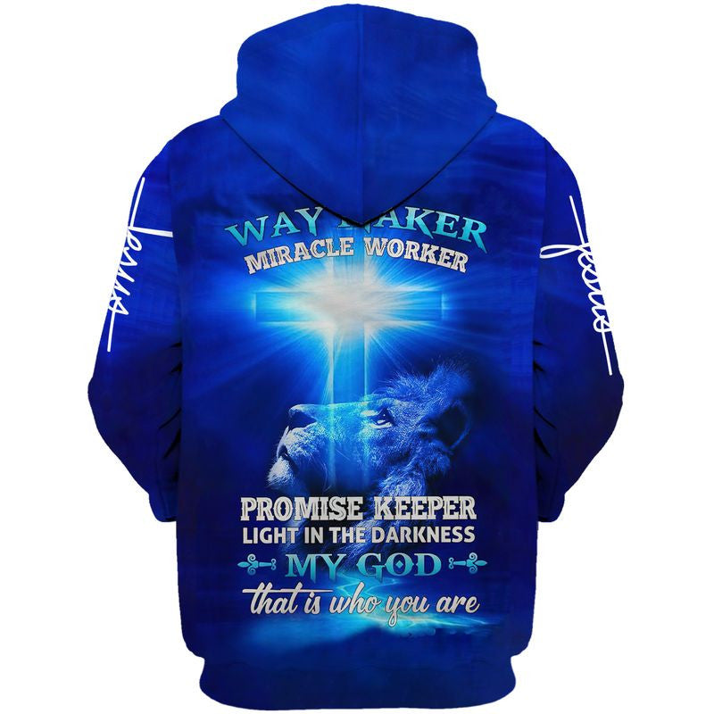 Lion Cross Way Maker Miracle Worker My God That Is Who You Are Hoodie - Men & Women Christian Hoodie - 3D Printed Hoodie