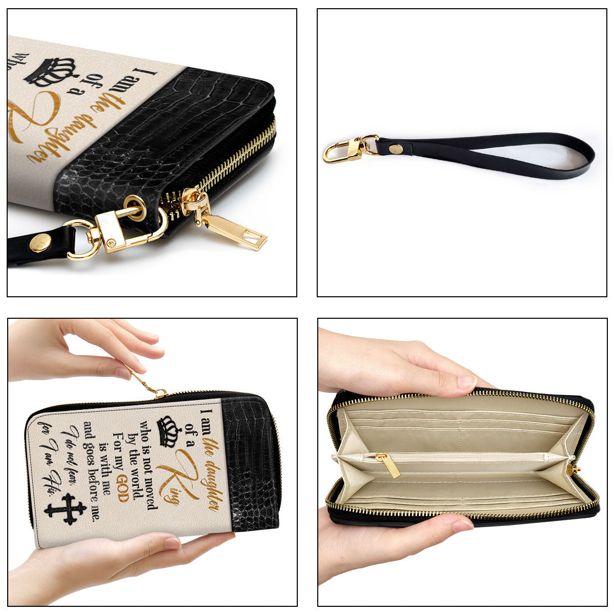 Lion I Am The Daughter Of A King Gifts For Religious Women Clutch Purse For Women - Personalized Name - Christian Gifts For Women