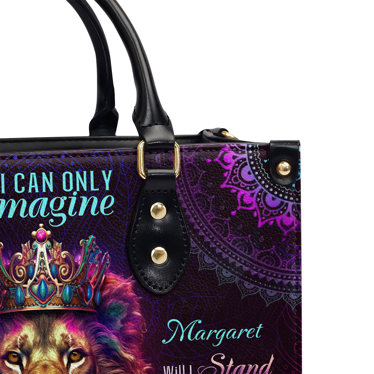 Lion I Can Only Imagine Personalized Leather Handbag With Zipper - Inspirational Gift Christian Ladies