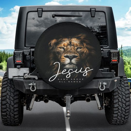 Lion Jesus Spare Tire Cover Jesus Name Abobe All Names Christian Gift - Jesus Gift Spare Tire Cover