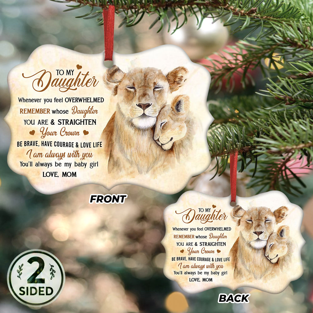 Lion To My Daughter Metal Ornament - Christmas Ornament - Christmas Gift