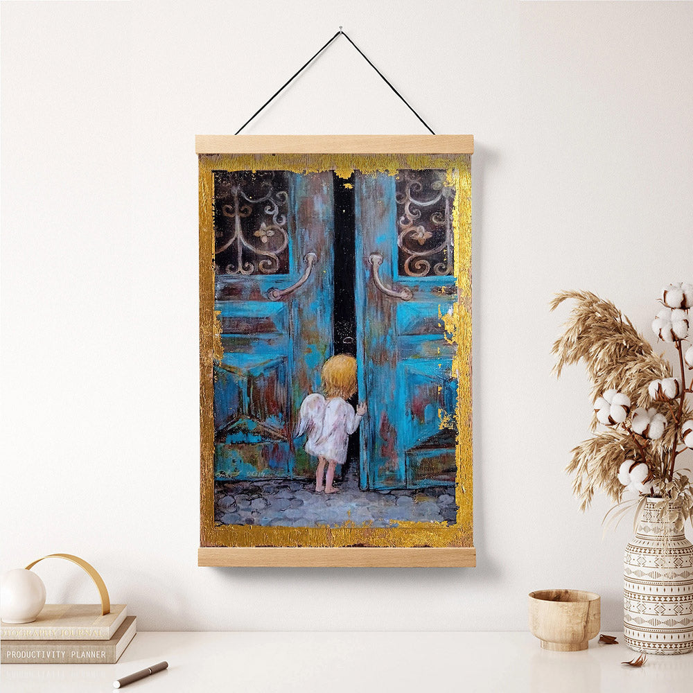 Little Angel Art Wall Art With Gold Leaf Catholic Hanging Canvas Wall Art - Religious Gift - Christian Wall Art Decor