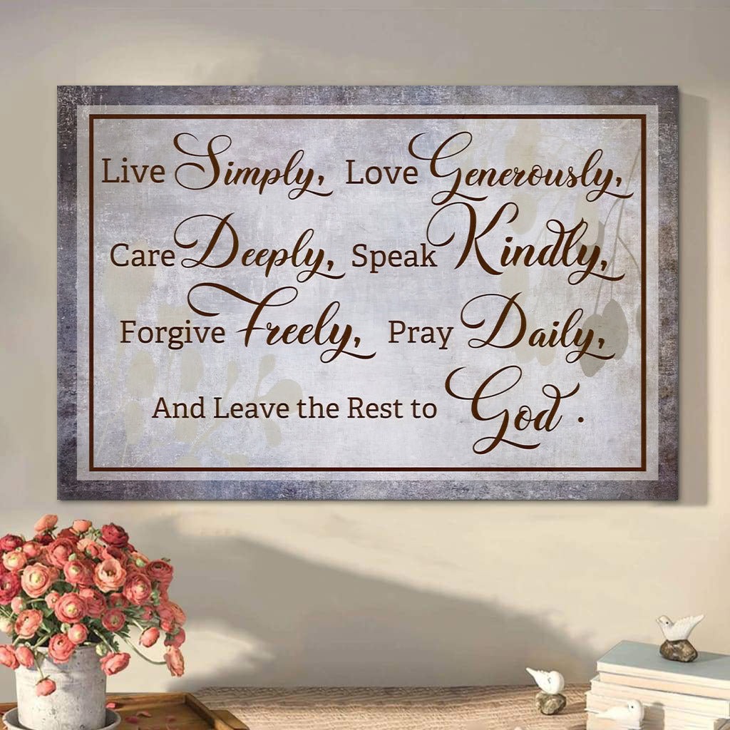 Live Simply Love Generously Canvas Wall Art Christian Decor