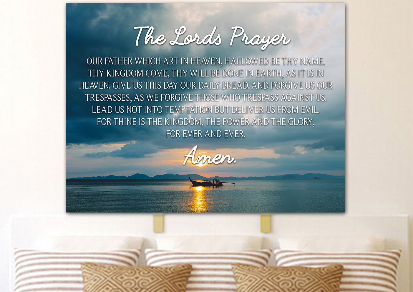 Lone Ship & The Lords Prayer Wall Art - Christian Canvas Wall Art