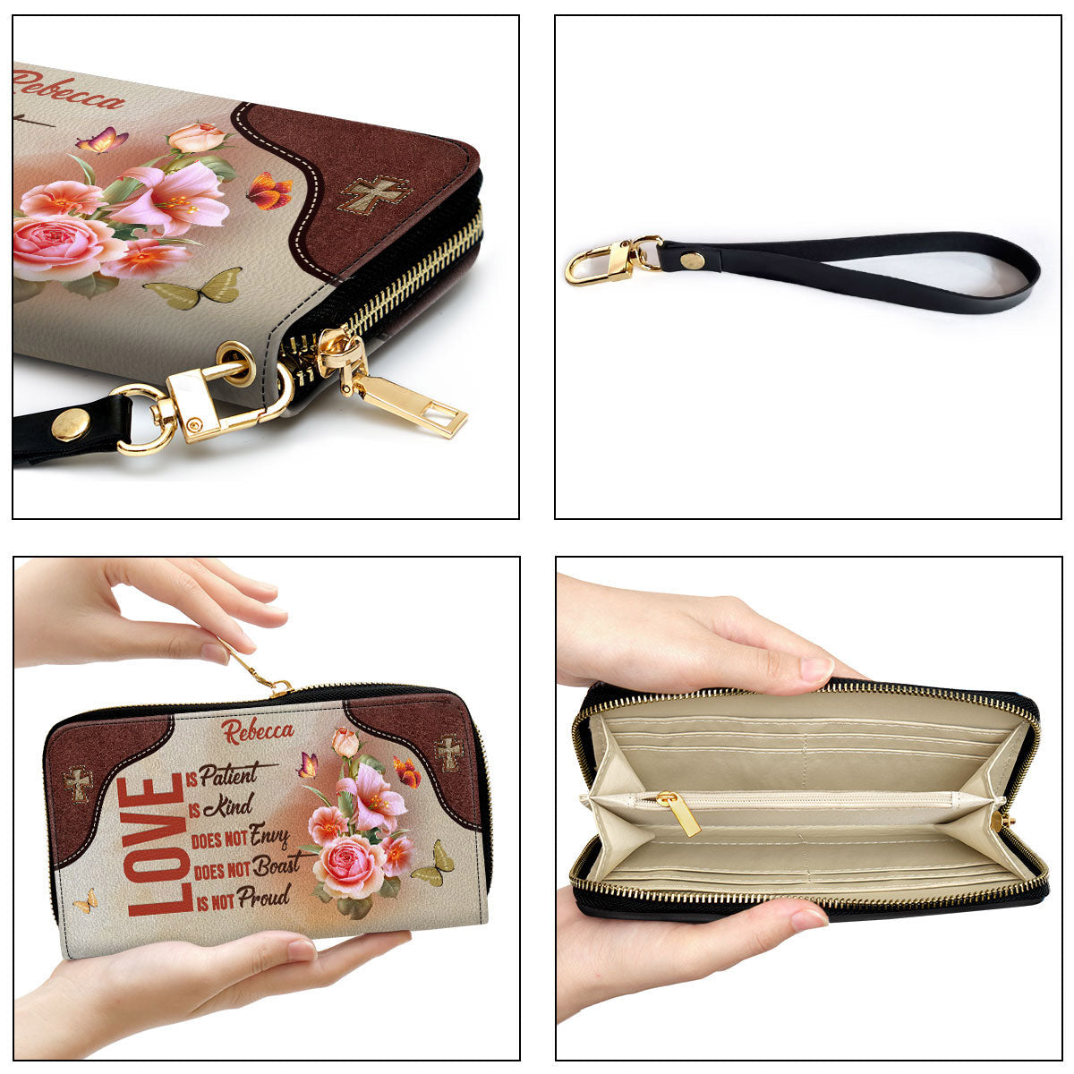 Love Does Not Envy Clutch Purse For Women - Personalized Name - Christian Gifts For Women