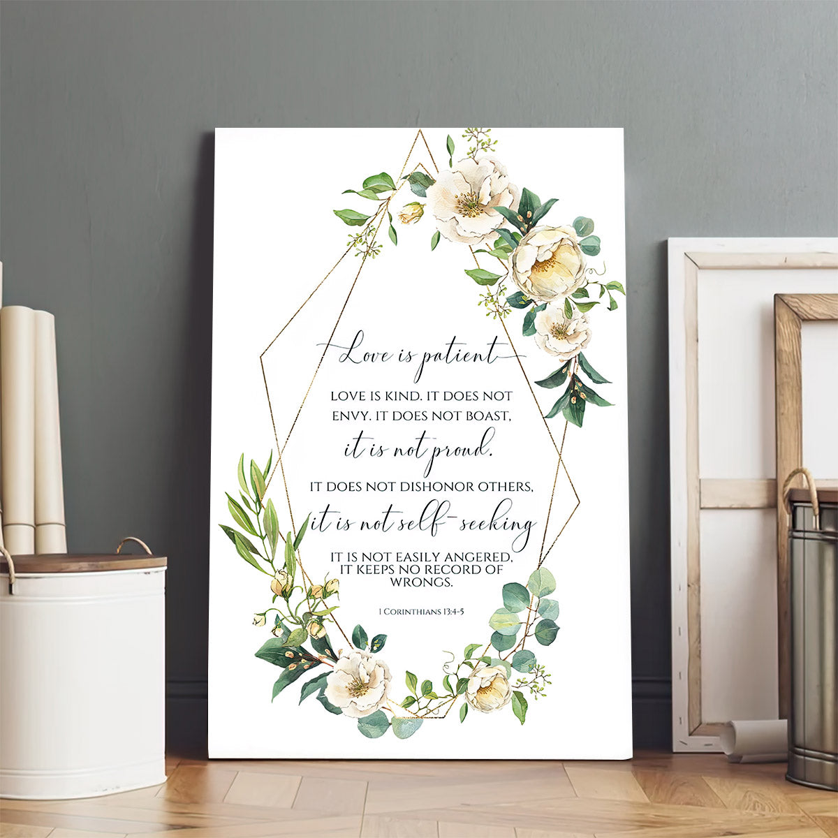 Love Is Patient, Love Is Kind Canvas - 1 Corinthians 13 4 5 Hanging Decor