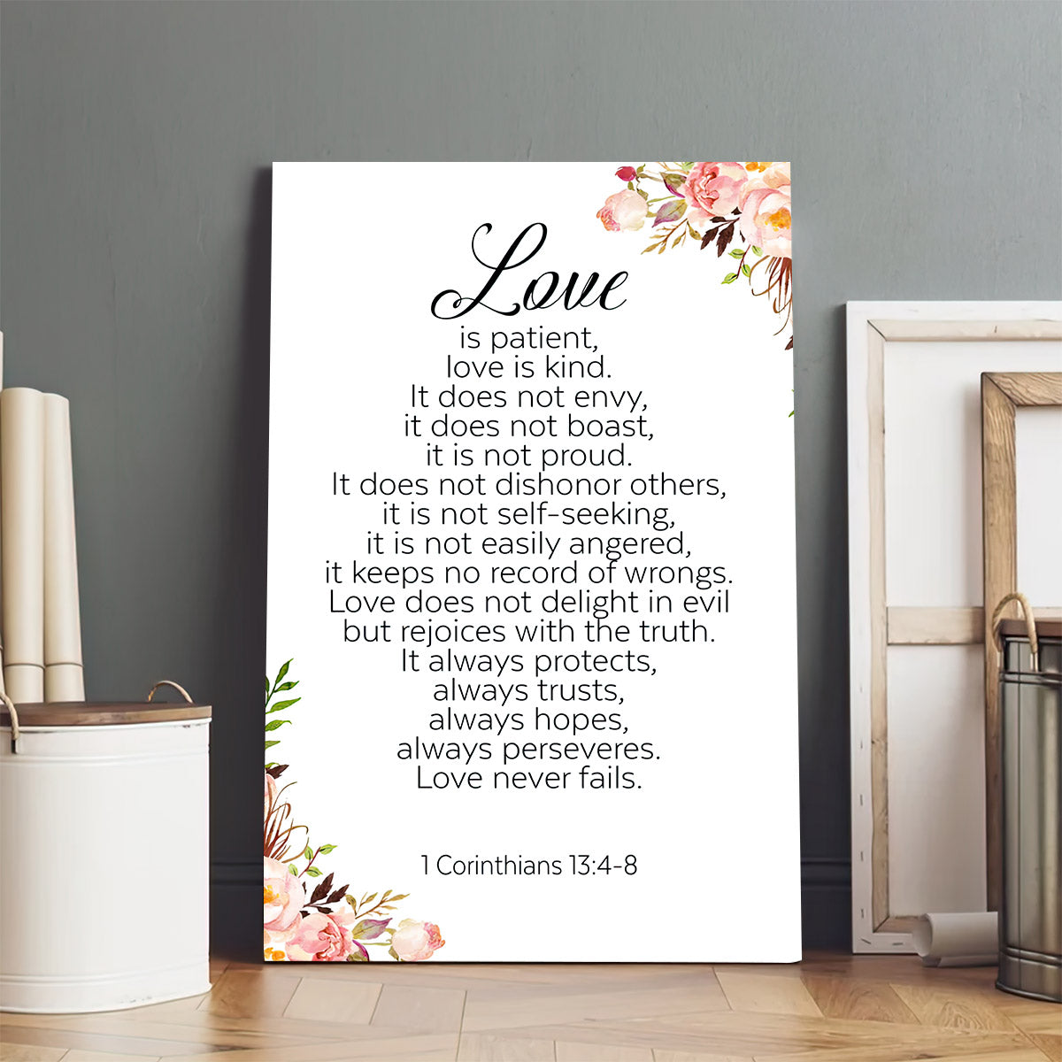 Love Is Patient, Love Is Kind Wall Art - 1 Corinthians 13 4 8 Canvas Decor