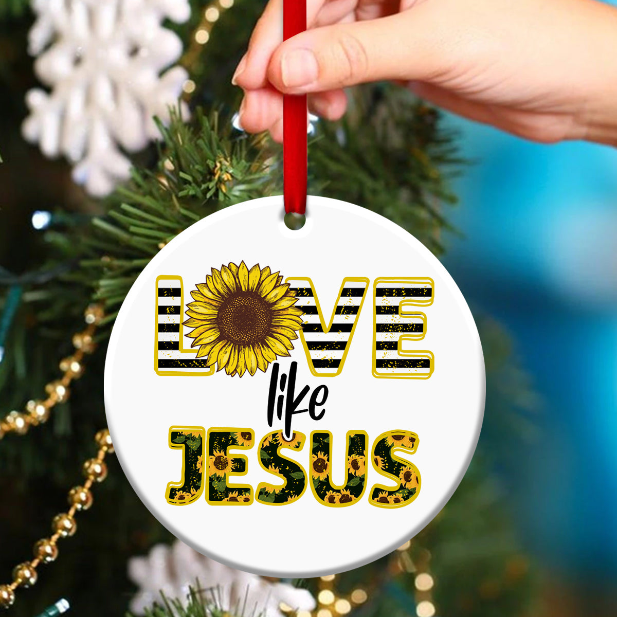 Love Like Christ - Sunflower Ceramic Circle Ornament - Ornaments Hanging Gift - Nativity Ornaments