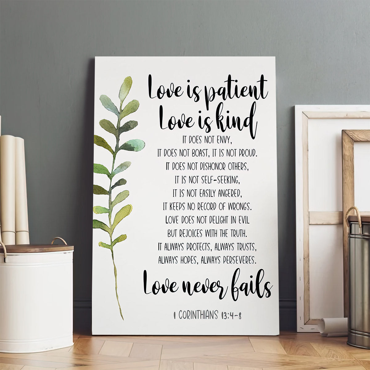 Love Never Fails Painting On Canvas - 1 Corinthians 13 4 8 Decor Art