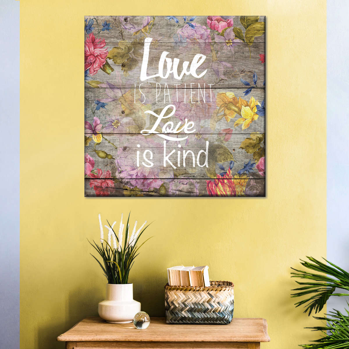 Love Patient III Square Canvas Art - Christian Wall Decor - Christian Wall Hanging