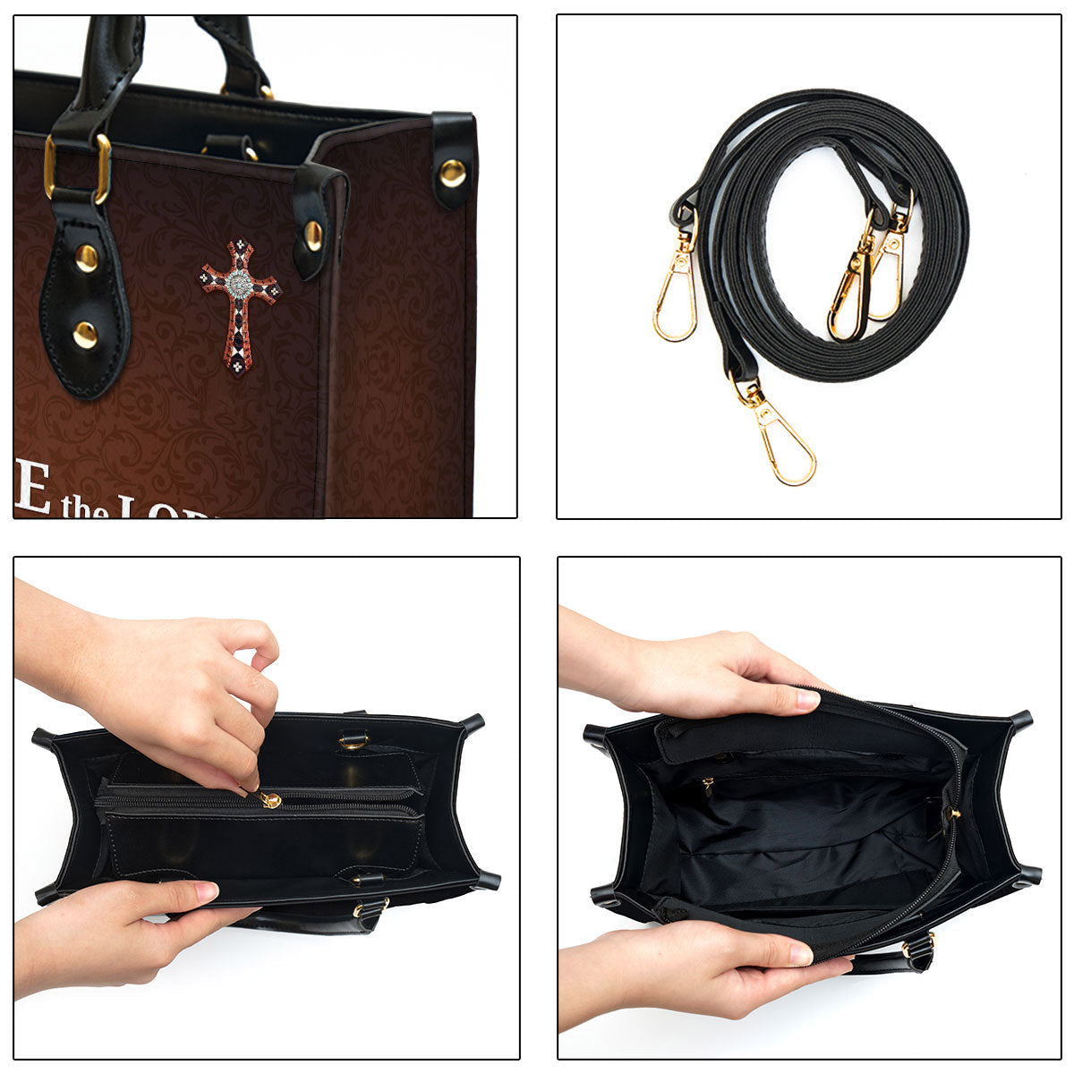 Love The Lord Your God With All Your Heart Awesome Personalized Leather Bag For Women - Religious Gifts For Women