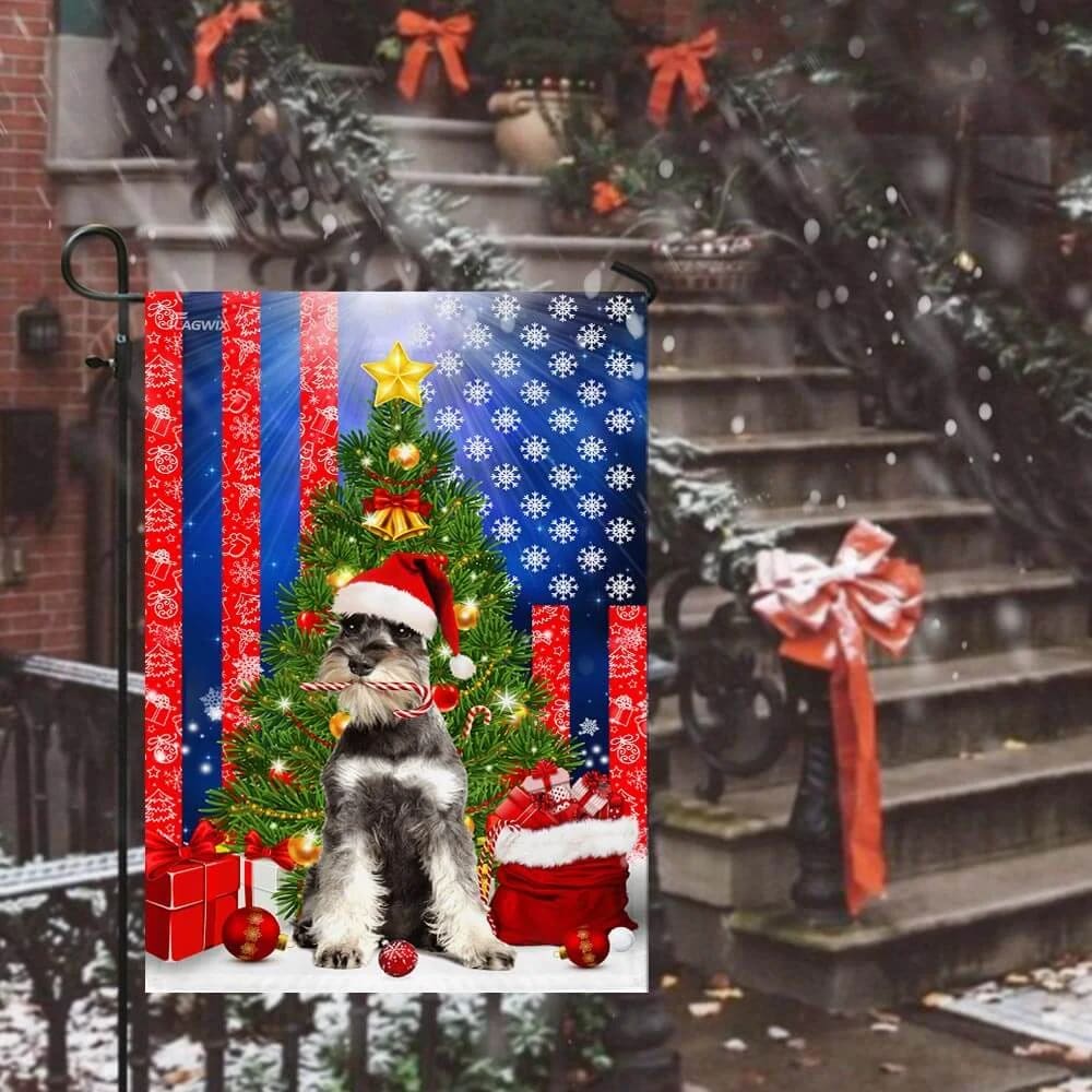 Lovely Schnauzer Christmas Flag Merry Christmas With Schnauzer Dog Flag - Christmas Garden Flag - Christmas House Flag - Christmas Outdoor Decoration