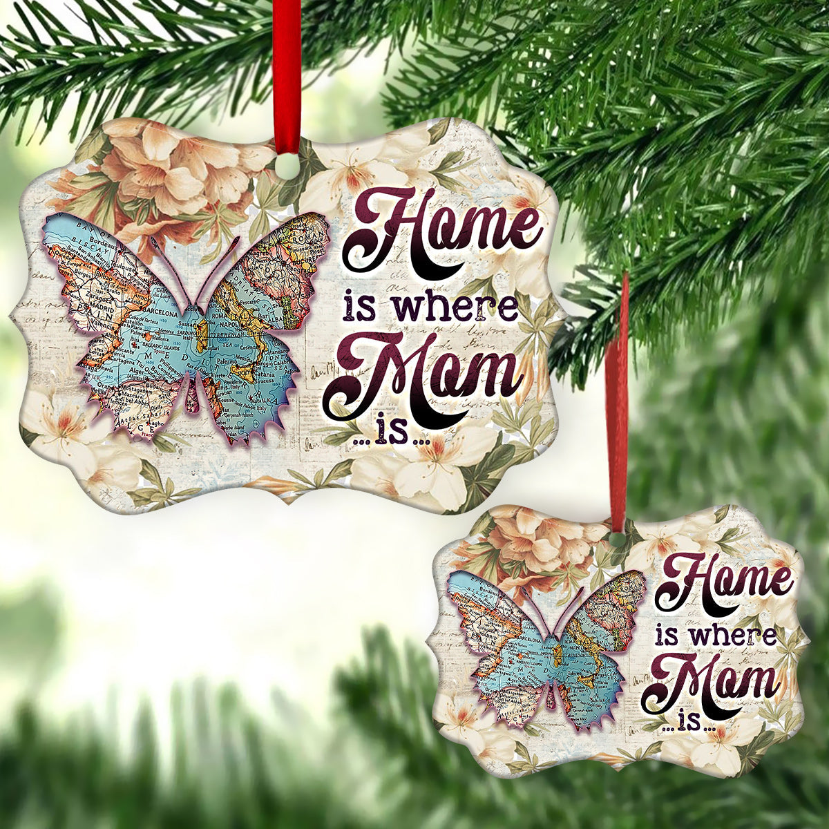 Mad Butterfly Home Is Where Mom Is 3 Metal Ornament - Christmas Ornament - Christmas Gift