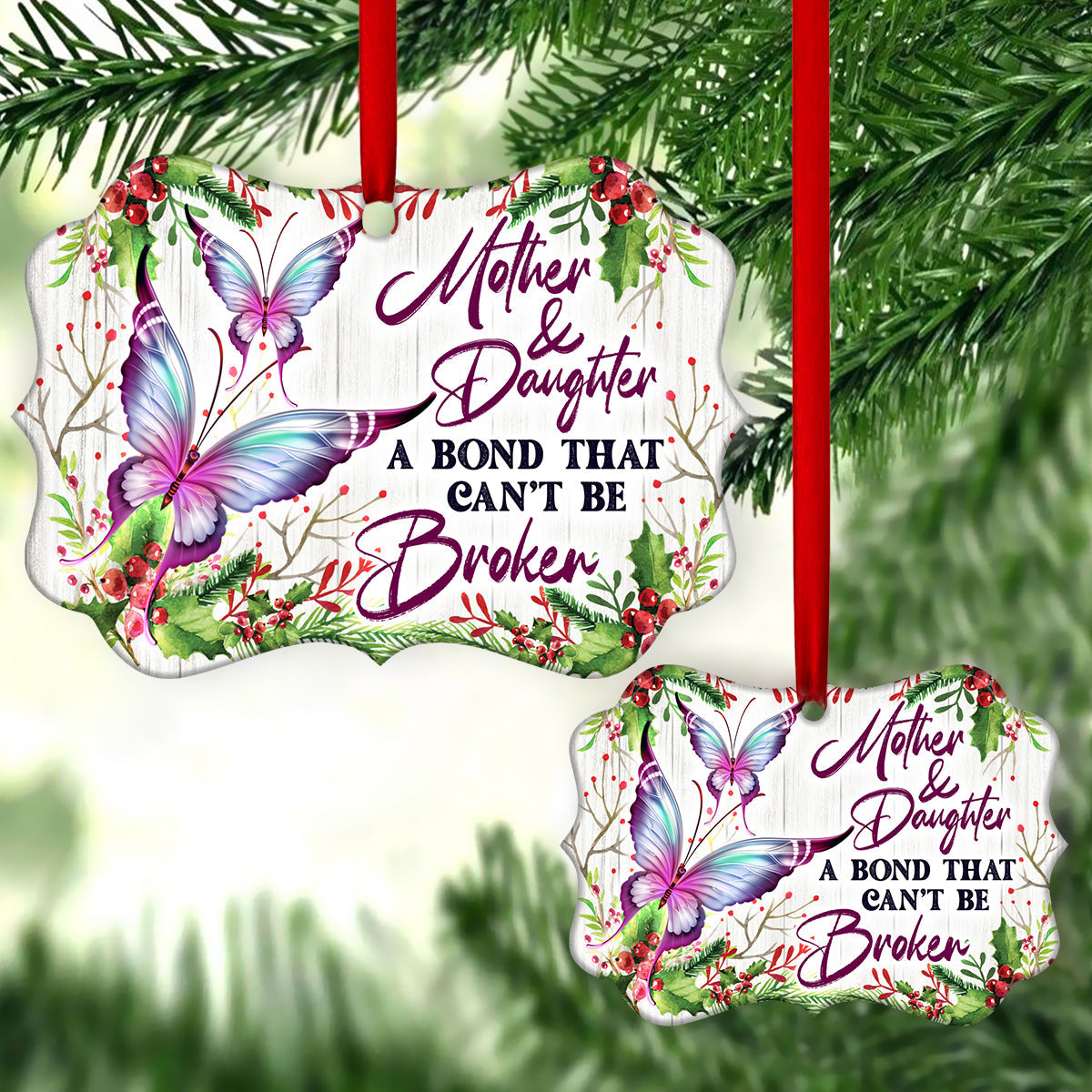 Mad Butterfly Mother And Daughter Metal Ornament - Christmas Ornament - Christmas Gift