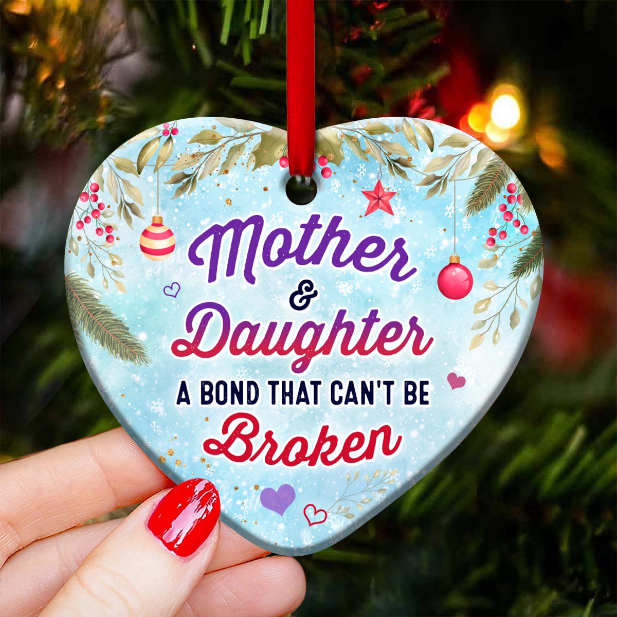 Mad Snowman Mother And Daughter A Bond That Cant Broken Heart Ceramic Ornament - Christmas Ornament - Christmas Gift