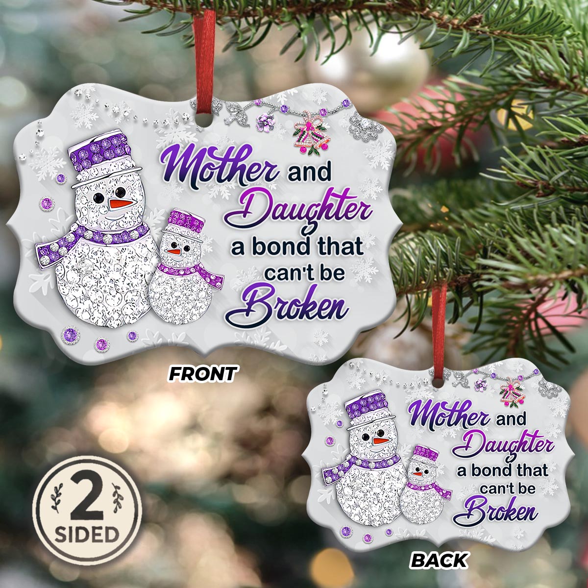 Mad Snowman Mother And Daughter A Bond That Cant Broken Metal Ornament - Christmas Ornament - Christmas Gift