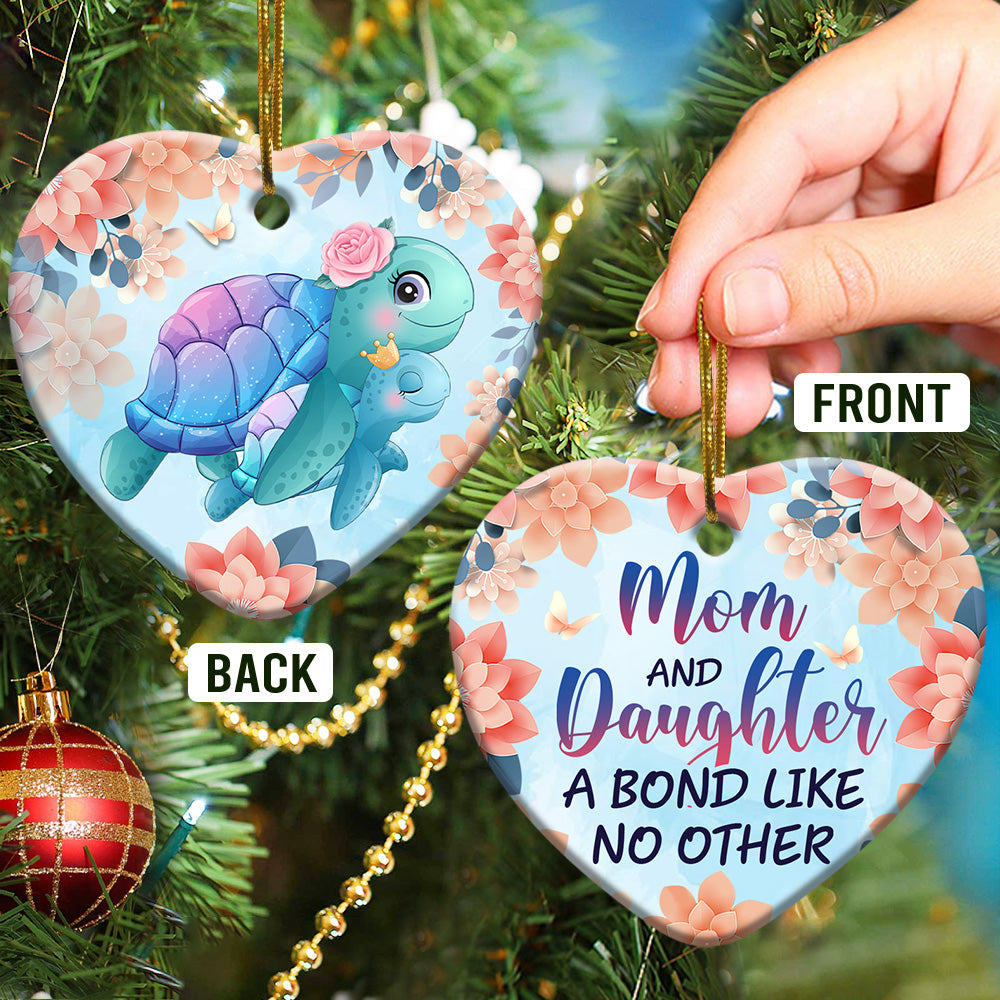 Mad Turtle Mom And Daughter Heart Ceramic Ornament - Christmas Ornament - Christmas Gift