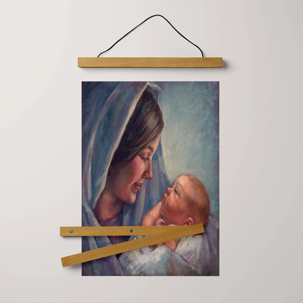 Mary Hanging Canvas Wall Art - Mary And Baby - Christian Gift - Religious Canvas