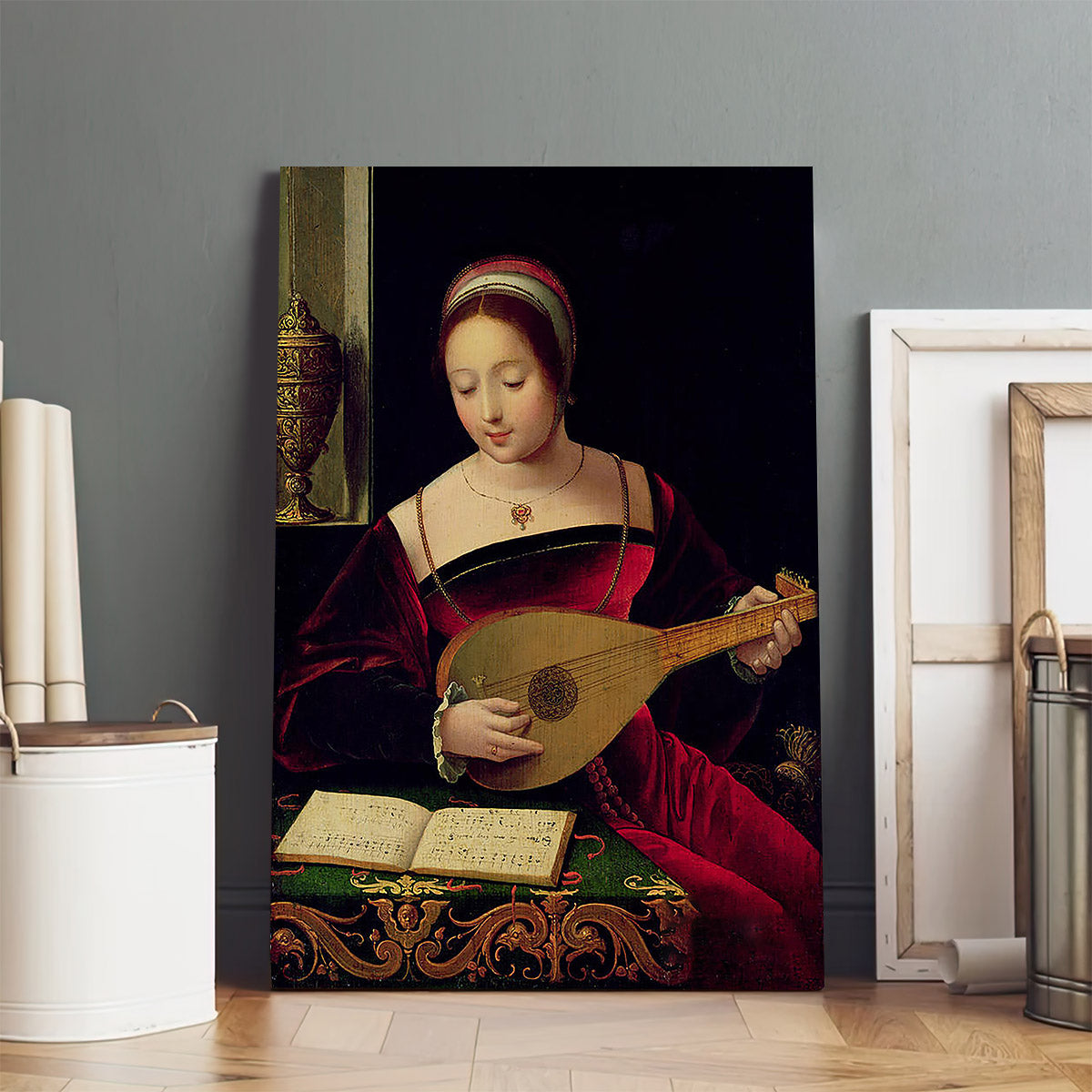 Mary Magdalene Playing The Lute Canvas Wall Art - Jesus Canvas Pictures - Christian Wall Art