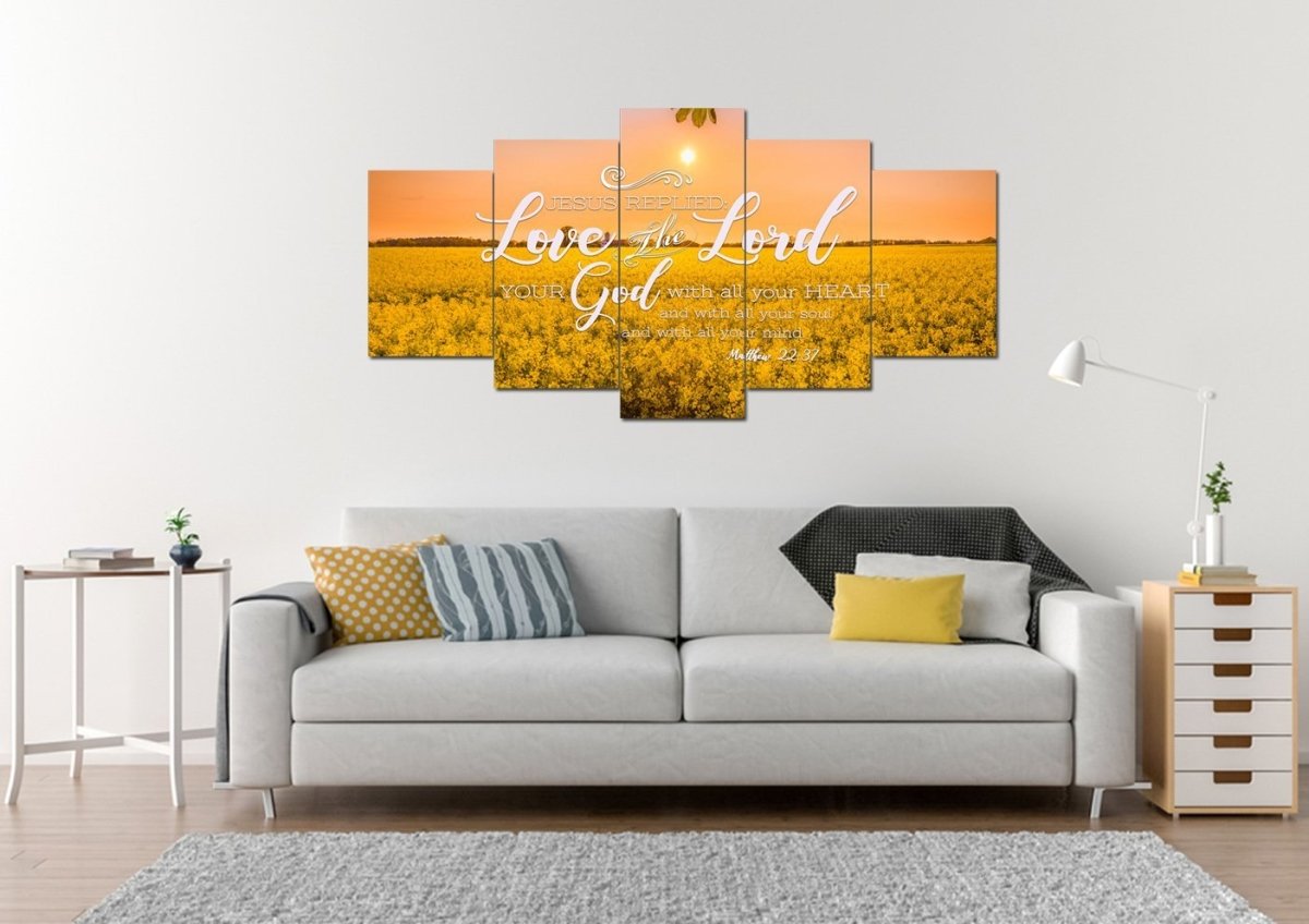 Matthew 2237 Love The Lord With All Your Heart Canvas Wall Art Print - Christian Canvas Wall Art