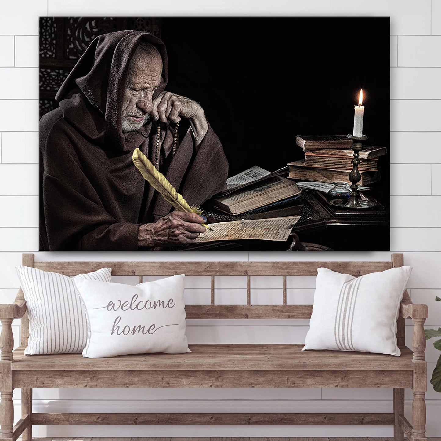 Medieval Monk With Letter Old Canvas Pictures - Jesus Canvas Pictures - Christian Wall Art