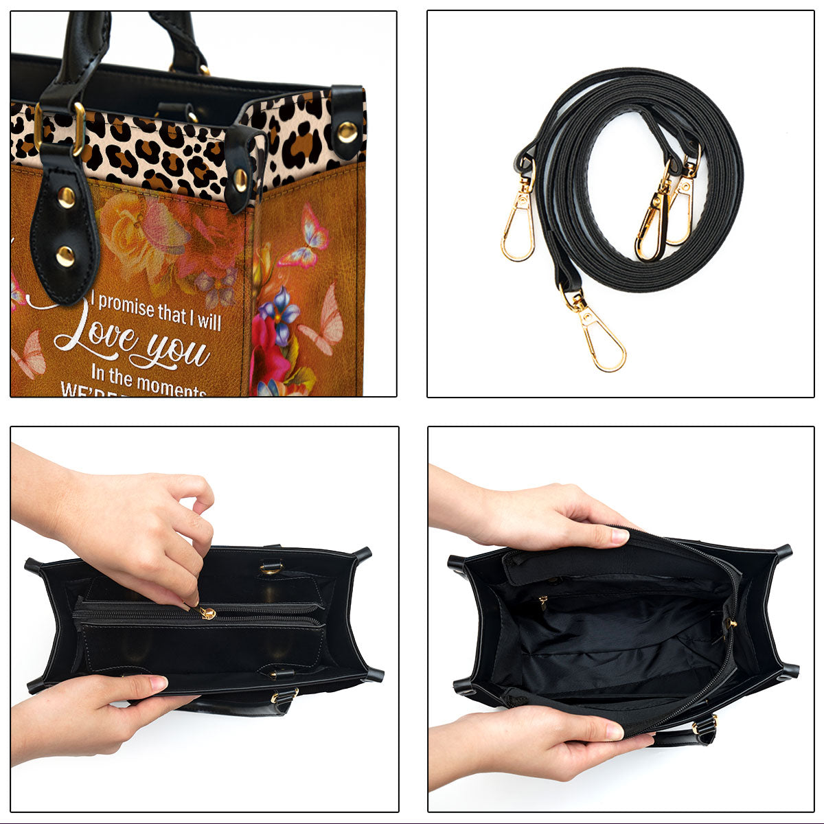 Meeting You Was Fate Sweet Flower Leather Bag - Custom Name Leather Handbag For Wife - Christian Gifts For Women