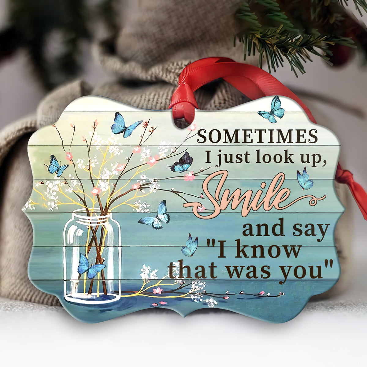 Memorial Butterfly Metal Ornament - Christmas Ornament - Christmas Gift