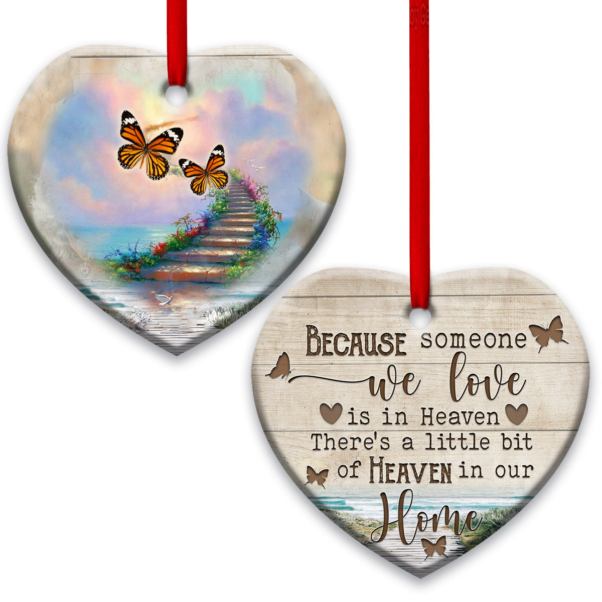 Memorial Faith Someone We Love In Heaven Heart Ceramic Ornament - Christmas Ornament - Christmas Gift