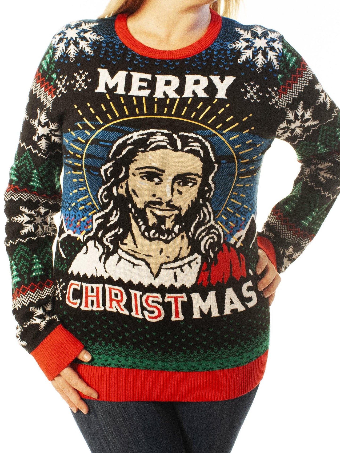 Merry Christmas Jesus Ugly Christmas Sweater - Best Xmas Gifts 2022 - Jesus Christ Sweater - God Gifts Idea