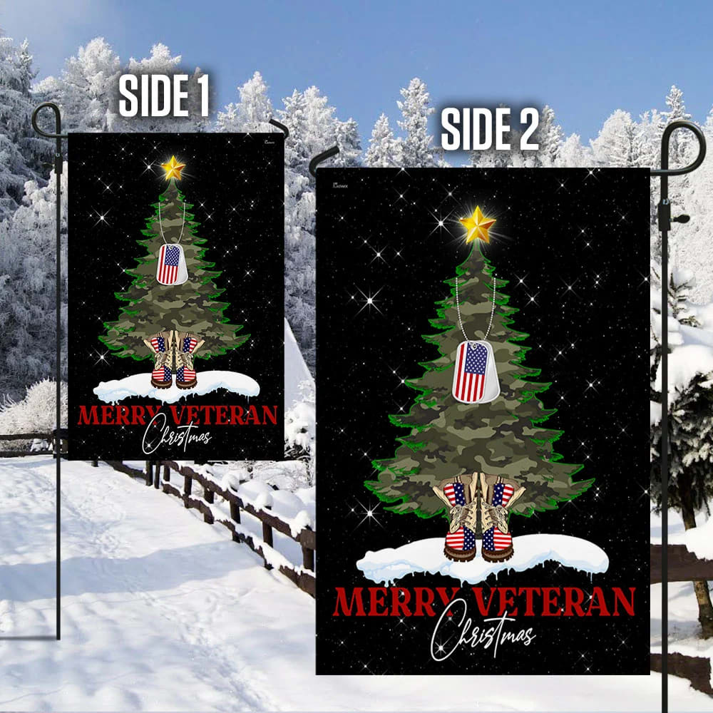 Merry Veteran Christmas Flag - Christmas Garden Flag - Christmas House Flag - Christmas Outdoor Decoration