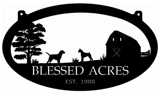 Metal Farm Sign Barn Boxer Dog Lab Dog Sign Customized With Your Name Metal Wall Art Metal House Sign