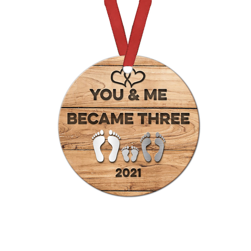 Metal Style First Christmas Together Mom Ceramic Circle Ornament - Decorative Ornament - Christmas Ornament