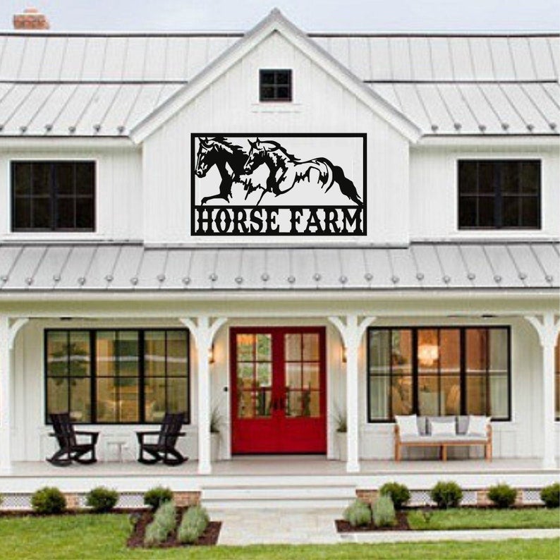 Metal Wall Art Personalized Farmhouse Sign Metal Horse Monogram Metal ...