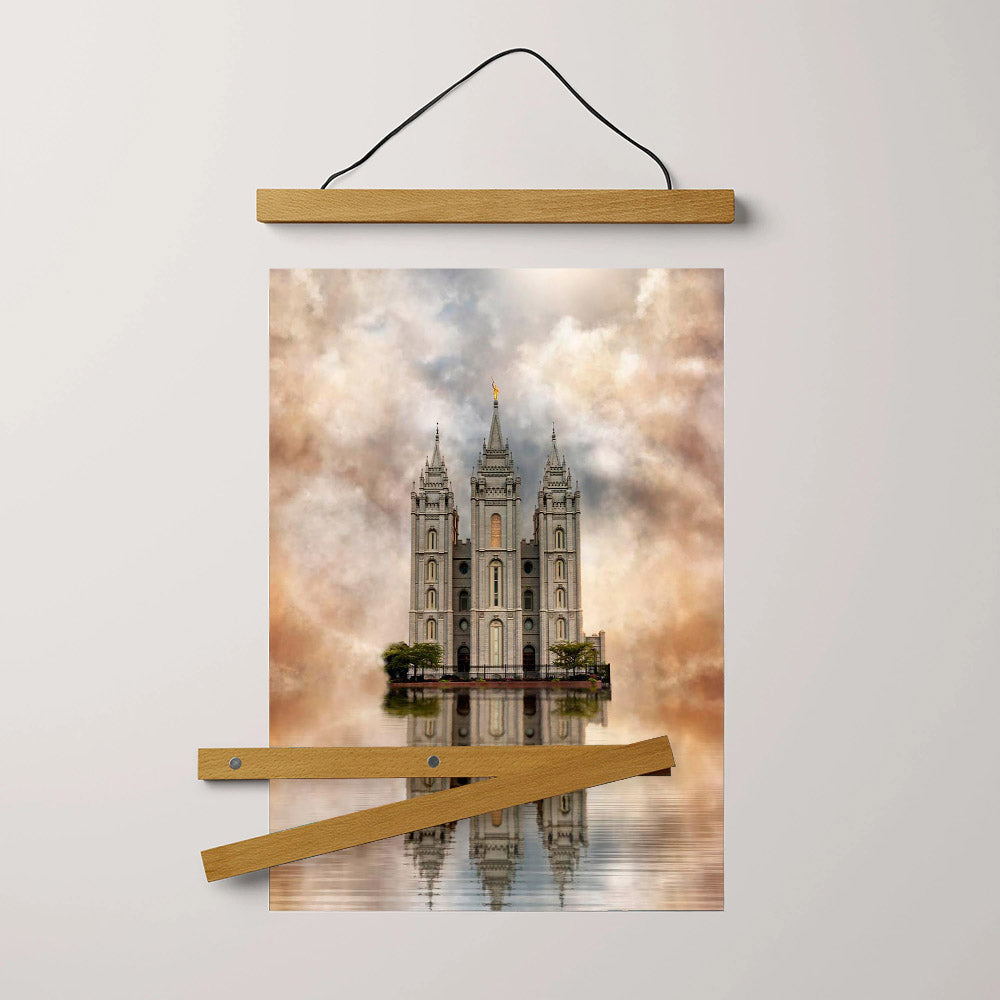 Millennial Reflection Salt Lake City Utah Temple Hanging Canvas Wall Art - Christian Wall Decor - Religious Canvas