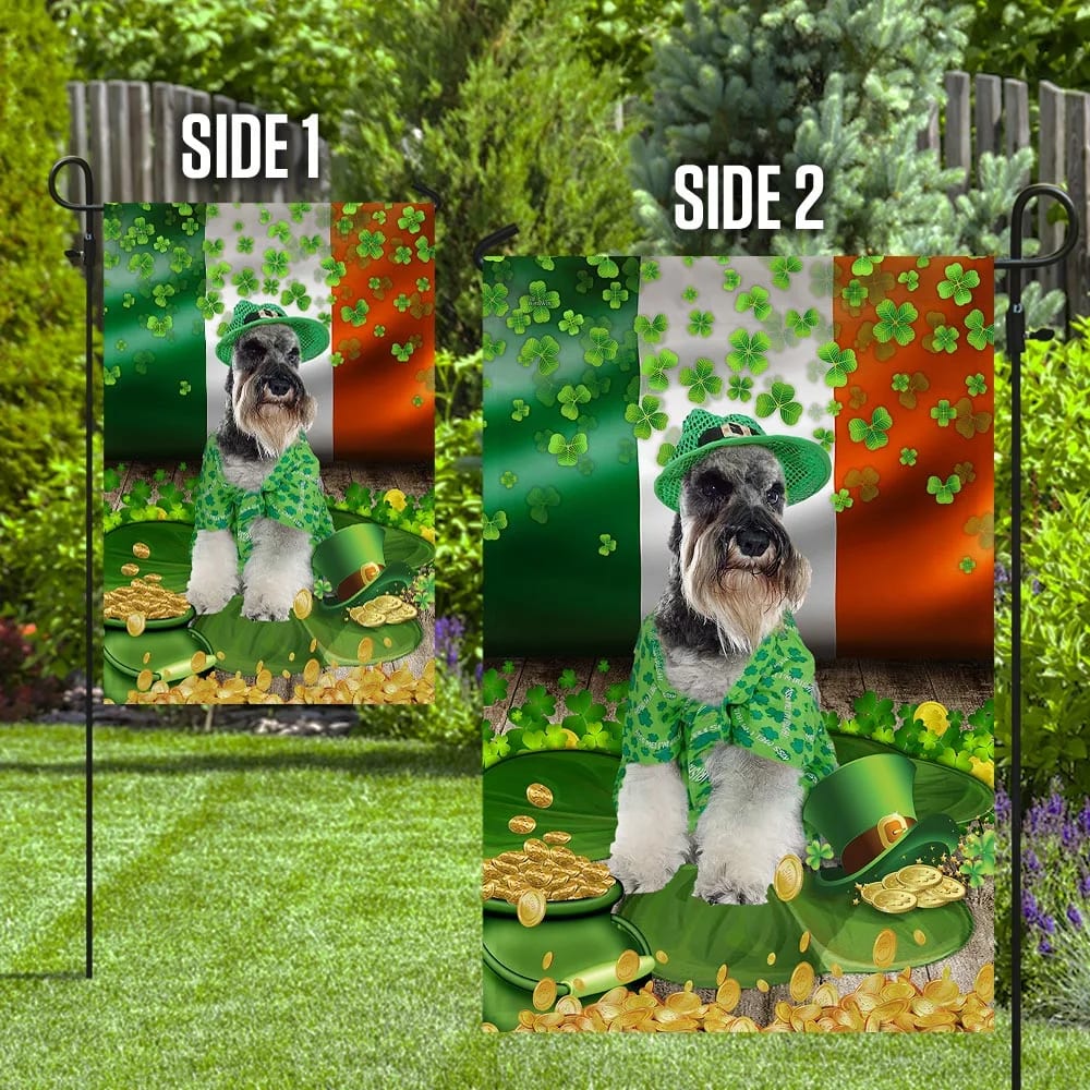 Miniature Schnauzer St. Patrick's Day House Flag - St Patrick's Day Garden Flag - Outdoor St Patrick's Day Decor