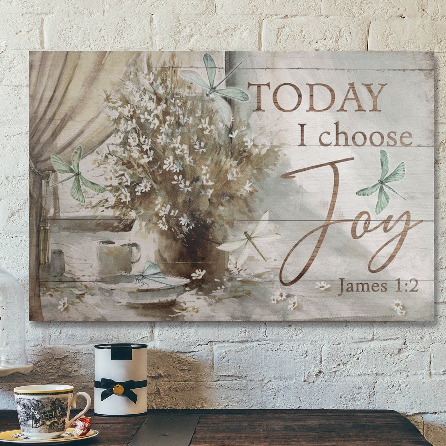 Bible Verse Wall Art Canvas - Dragonfly - Today I Choose Joy Canvas - Ciaocustom