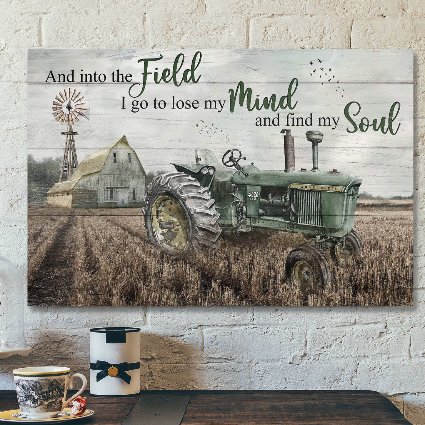 Wheel Tractor - And Into The Field I Go To Lose My Mind And Find My Soul - Bible Verse Canvas - Scripture Canvas Wall Art - Ciaocustom