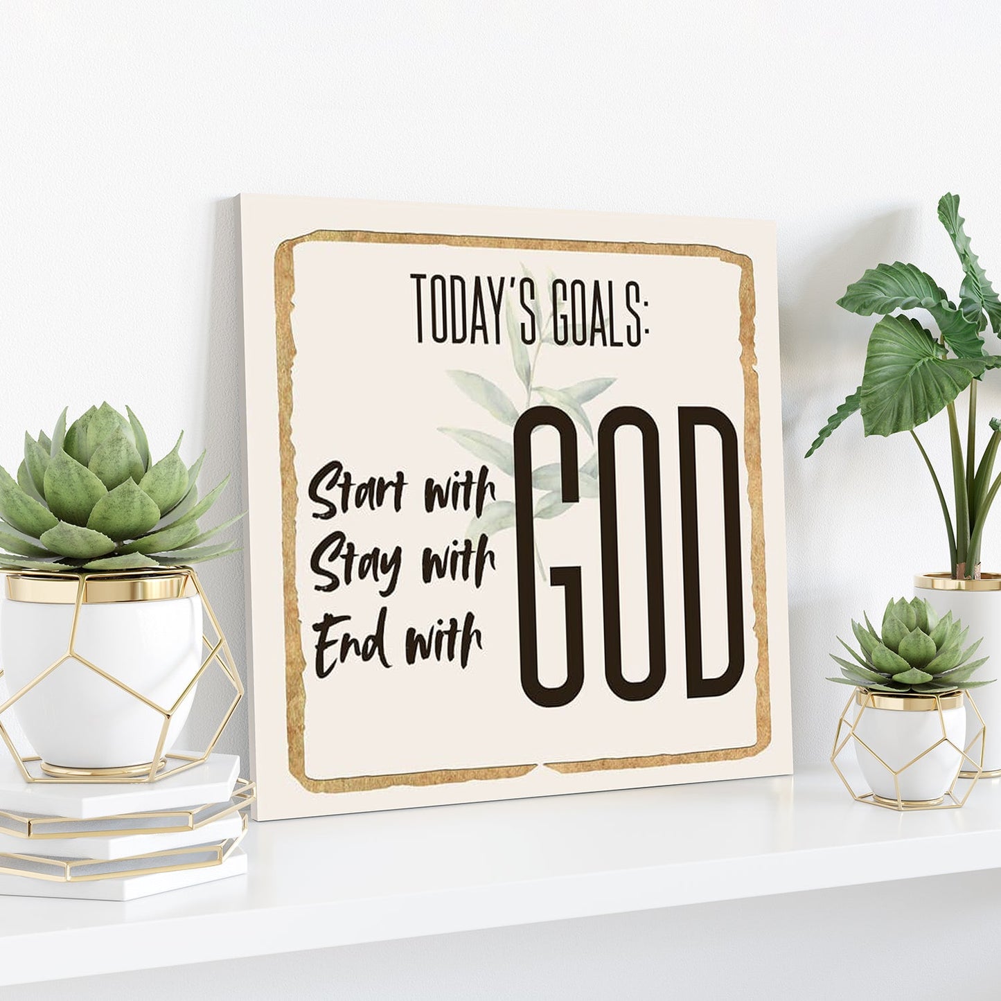 Bible Verse Canvas - Today Goal Start With God Stay With God End With God Canvas Art - Scripture Canvas Wall Art - Ciaocustom