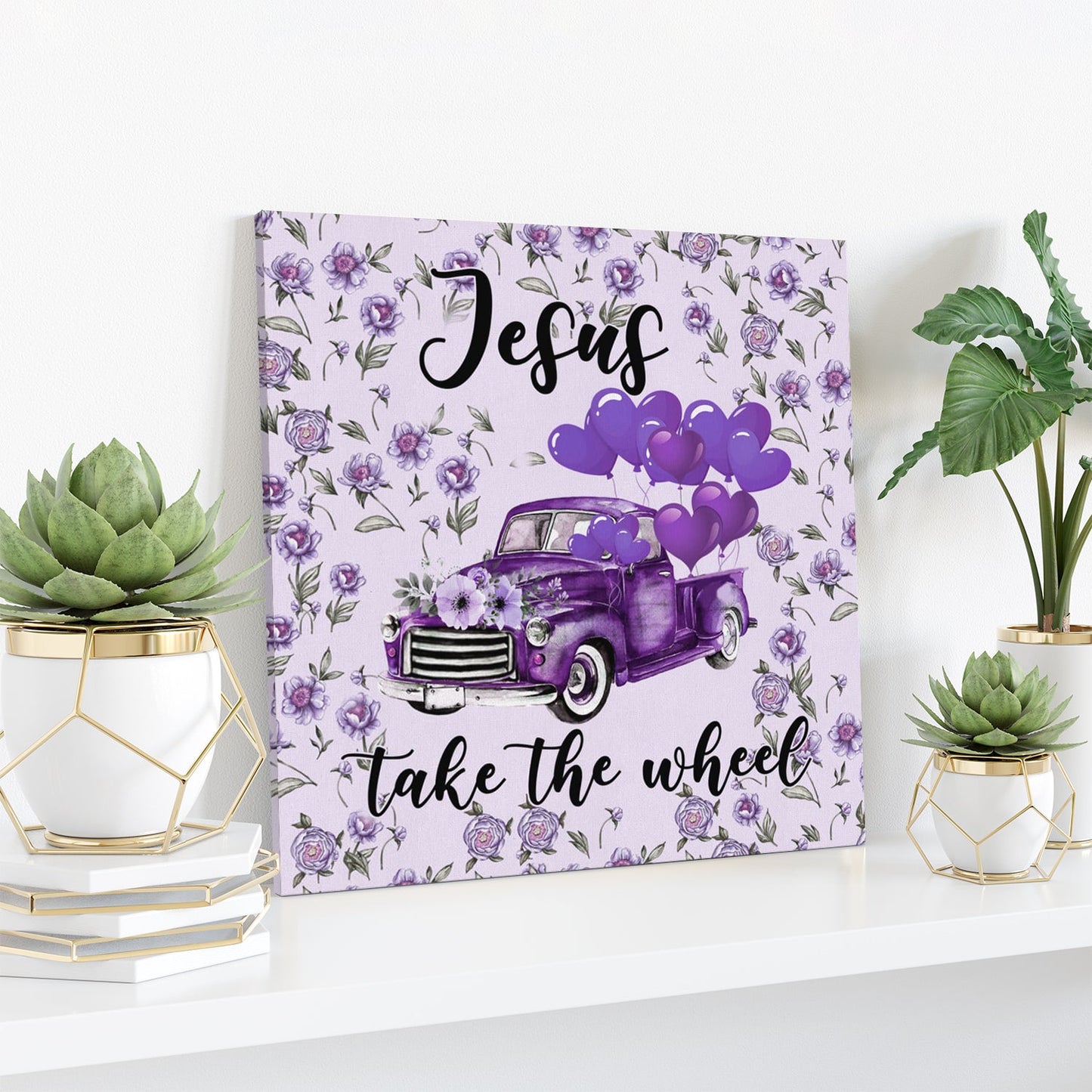 Bible Verse Canvas - Purple Jesus Take The Wheel Wall Art Canvas - Scripture Canvas Wall Art - Ciaocustom