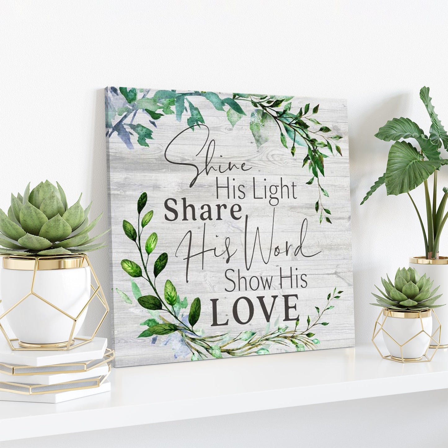 Bible Verse Canvas - Shine His Light Share His Word Show His Love Canvas - Scripture Canvas Wall Art - Ciaocustom