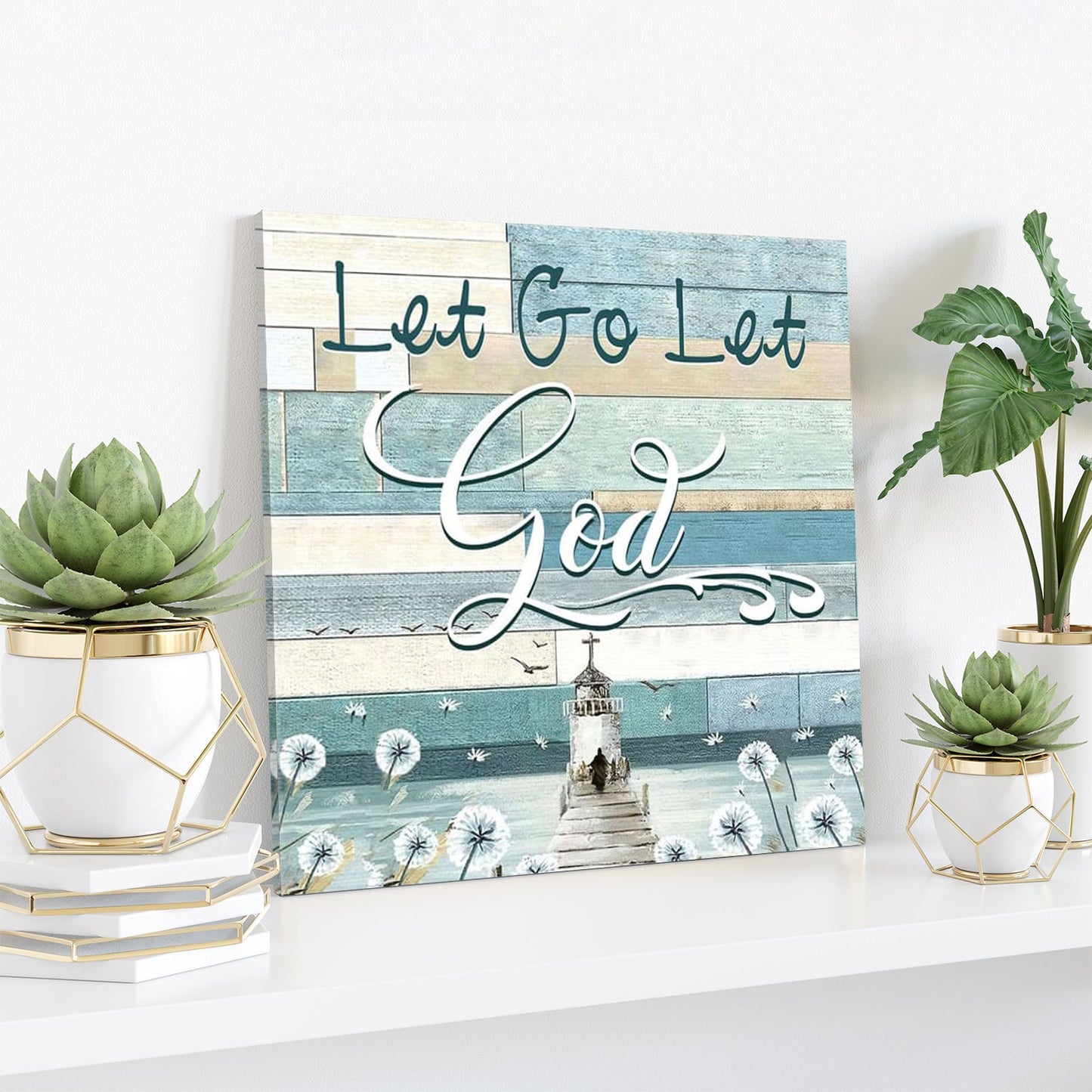 Bible Verse Canvas - Let Go Let God Canvas - Scripture Canvas Wall Art - Ciaocustom